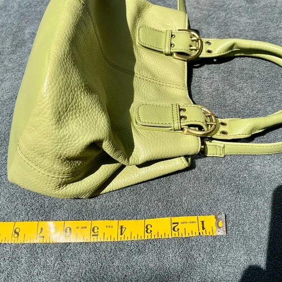 Spring green Croft and Barrow leather bag, satchel style with removable strap - Picture 6 of 8